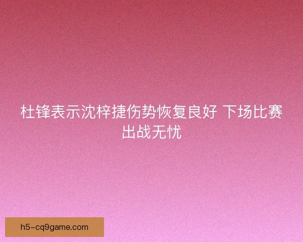杜锋表示沈梓捷伤势恢复良好 下场比赛出战无忧