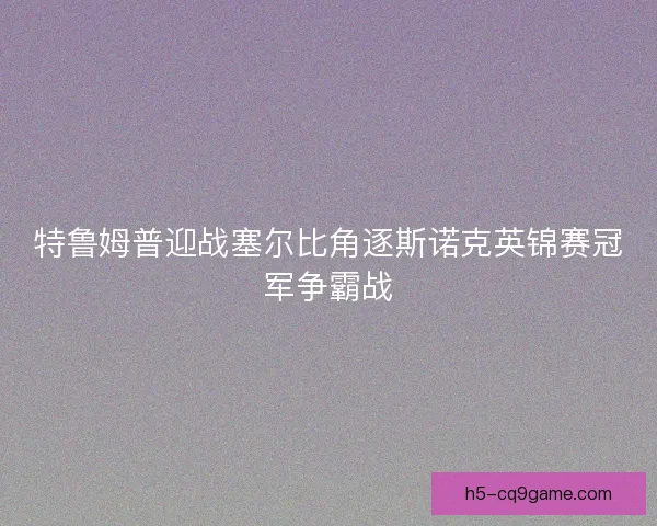 特鲁姆普迎战塞尔比角逐斯诺克英锦赛冠军争霸战